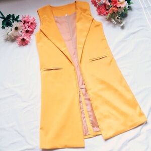 Yellow sleeveless long vest